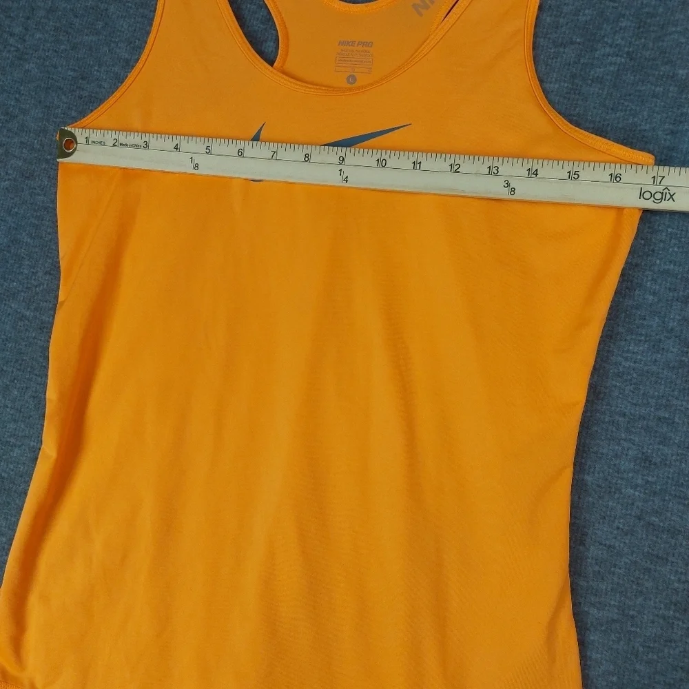 NIKE PRO WOMENS BRIGHT ORANGE GRAY RACERBACK SCOOP NECK ATHLETIC TANK TOP SIZE L